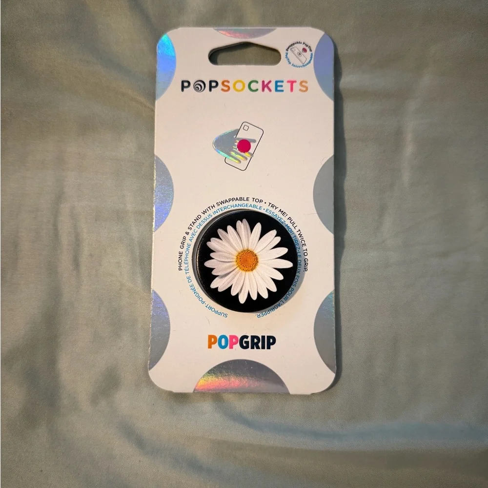 PopSocket PopGrip with Daisy Design - Black and White